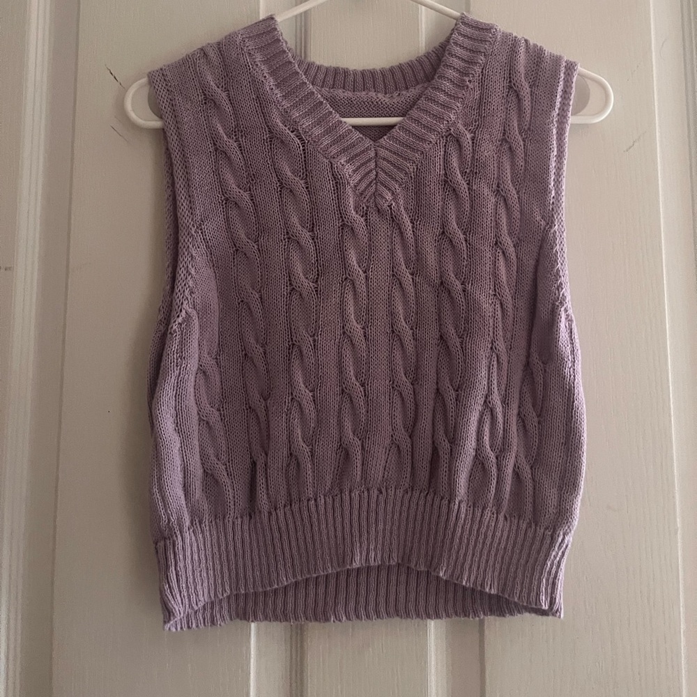 Purple Cable Knit Sweater Vest